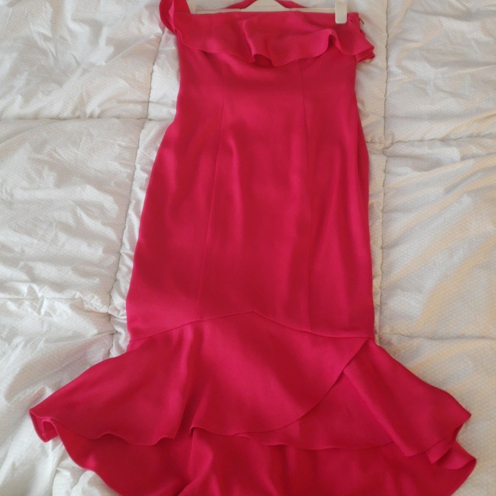 Shoshanna pink essie strapless midi dress